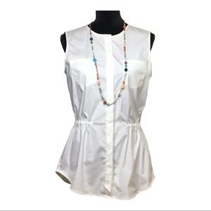 NWT Nordstrom theory Kenyan Luxe White Sleeveless Blouse Size Medium